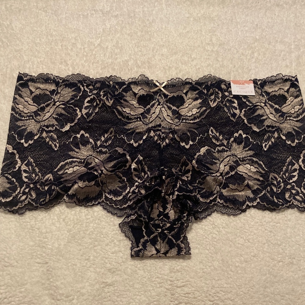 NWT Cacique Navy Floral Stretch Lace Cheeky Panties Size 14/16